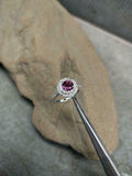 1.7ct Engagement Ring Round Cut Pink Ruby Dual Halo 14k White Gold Finish