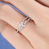 1ct Oval Cut Simulated Peach Morganite Split Shank Ring 14k Yellow Gold Plated