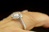 3Ct Cushion Cut Diamond Kite Set Vintage Engagement Ring 14K White Gold Finish
