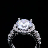 6Ct Round Cut Diamond Bridal Set Eternity Band Halo Ring 14K White Gold Finish