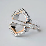 0.43ct Round Cut Moissanite Geometric Ring Guard Women 14K White Gold Plated
