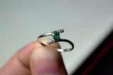 0.15ct Engagement Ring Round Cut Green Emerald Bypass 14k White Gold Finish