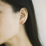 0.05ct Round Cut VVS1D Diamond Leaves Minimal Stud Earrings 14k Rose Gold Finish