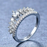 1.5ct Round Cut Diamond Engagement Ring 14k White Gold Finish Fancy Crown Design