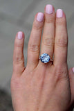 2ct Engagement Ring Round Cut Blue Tanzanite Crown Design 14k Rose Gold Finish