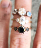 Trilogy Solitaire Engagement Ring 1.5ct Round Black Diamond 14k Rose Gold Finish