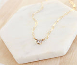 1ct Round Cut Moissanite Paperclip Pendant with Chain 14k Yellow Gold Plated