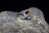 0.4ct Engagement Ring Oval Cut Pink Ruby Curved Minimalist 14k White Gold Finish