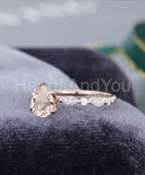1ct Pear Cut Simulated Morganite Solitaire with Accents Ring 14k RoseGold Plated