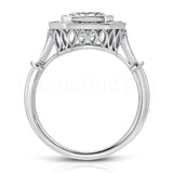 2.5ct Asscher Simulated Diamond Vintage-Inspired Halo Ring 14k White Gold Plated