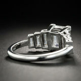 2ct Emerald Cut Diamond Emerald Step Accent Engagement Ring 14k WhiteGold Finish