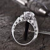 2.3ct Engagement Ring Round Diamond Vintage Inspired Filigree 14k WhiteGold Over