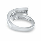 1.5ct Round Cut Diamond Engagement Ring Bypass Unique Design 14k White Gold Over