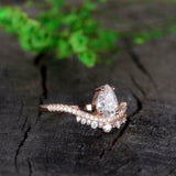 1.2ct Engagement Ring Pear Cut Diamond Curved Crown Tiara 14k Rose Gold Finish