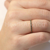 0.3ct Round Cut Simulated Black Diamond Minimalist Band 14k Yellow Gold Plated