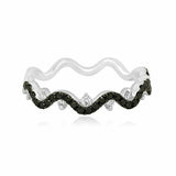 1ct Round Cut Black Diamond Stackable Wave Wedding Ring Band 14k White Gold Over