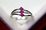 0.16ct Engagement Ring Round Cut Pink Ruby Split Band 14k White Gold Finish
