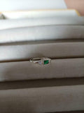 1ct Engagement Ring Baguette Cut Green Emerald Three Stone 14k White Gold Finish