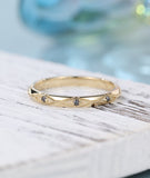 0.2ct Round Simulated Black Diamond Milgrain Wedding Band 14k Yellow Gold Plated
