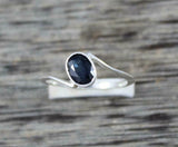 1ct Oval Blue Sapphire Engagement Ring Twist Swirl Solitaire 14k White Gold Over