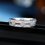 0.5ct Round Cut Moissanite Textured Split Wedding Band 14k White Gold Plated