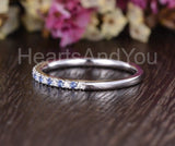 0.3ct Round Cut Simulated Tanzanite Minimalist Wedding Band 14k WhiteGold Plated