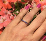 2.3ct Wedding Band Round Cut Purple Amethyst Stackable 14k Yellow Gold Finish