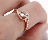 1.6ct Round Cut Peach Morganite Swirl Twist Solitaire Ring 14k Rose Gold Finish