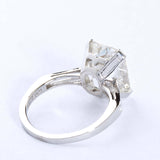 2Ct Emerald Cut Diamond Solitaire Ring 14K White Gold Finish and Baguette Accent