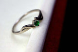 0.25ct Engagement Ring Round Cut Green Emerald Swirl Twist 14k White Gold Finish