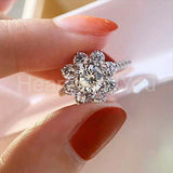 2.2ct Round Cut Moissanite Floral Halo Engagement Ring 14k White Gold Plated