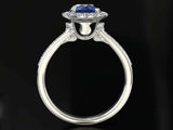2.3ct Round Cut Blue Sapphire Engagement Ring Solitaire Halo 14k White Gold Over