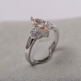 1.5ct Engagement Ring Marquise Cut Peach Morganite Art Deco 14k WhiteGold Finish