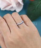 0.55ct Round Cut Moissanite Curved Women Wedding Band 14k White Gold Plated