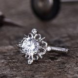 1ct Round Cut Diamond Engagement Ring 14k White Gold Finish Unique Floral Bridal