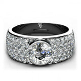 3ct Round Cut Diamond Cluster Unique Women Engagement Ring 14k White Gold Finish