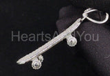 2.2ct Round Cut Moissanite Skateboard Pendant 14k White Gold Plated NO CHAIN