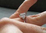 3Ct Emerald Cut Diamond Engagement Ring 14K White Gold Finish Three Stone Accent