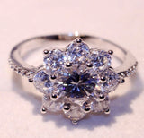 2ct Round Cut Diamond Engagement Ring 14k White Gold Finish Floral Promise Women