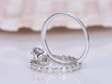 Halo Bridal Set Engagement Ring 2ct Round Cut VVS1 Diamond 18k White Gold Finish