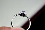 0.35ct Engagement Ring Oval Cut Blue Tanzanite Diamond Halo 14k WhiteGold Finish