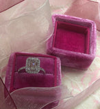 2.6ct Emerald Cut Diamond Halo Solitaire Engagement Ring 14k White Gold Finish