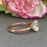 4 Prong Solitaire Engagement Ring 0.9ct Asscher Cut Diamond 14k Rose Gold Finish