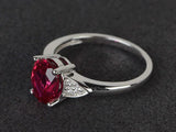 2ct Engagement Ring Oval Cut Pink Ruby Accents with Solitaire 14k WhiteGold Over