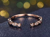 0.2ct Round Cut Moissanite Stackable Open Cuff Wedding Band 14k Rose Gold Plated