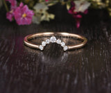 0.5ct Round Cut Moissanite Curved Minimalist Wedding Band 14k Yellow Gold Plated