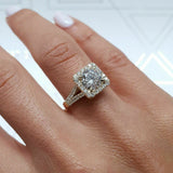 2.1ct Round Cut Diamond Split Band Halo Engagement Ring 14k Yellow Gold Finish