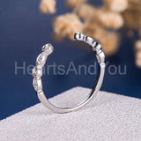 0.3ct Round Cut Moissanite Open Cuff Women Wedding Band 14k White Gold Plated