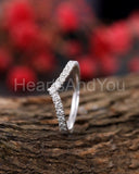 0.45ct Round Cut Moissanite Curved Stackable Wedding Band 14k White Gold Plated