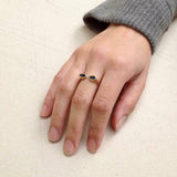 1ct Marquise Blue Sapphire Engagement Ring Two Stone Open 14k Yellow Gold Finish